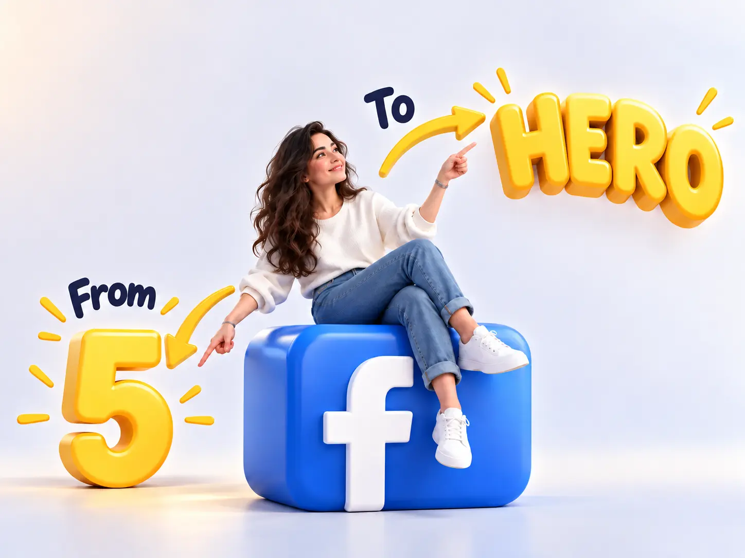 From 5 to Hero Facebook growth illustration.